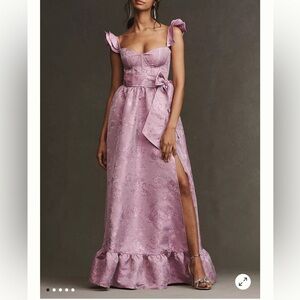 V. Chapman Veronica Corset Ruffle Side Slit Dress